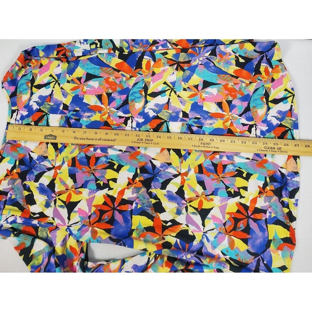 Kate & Mallory Womens Large Abstract Floral Split Flutter Sleeve Scoop Neck Top - Picture 8 of 8